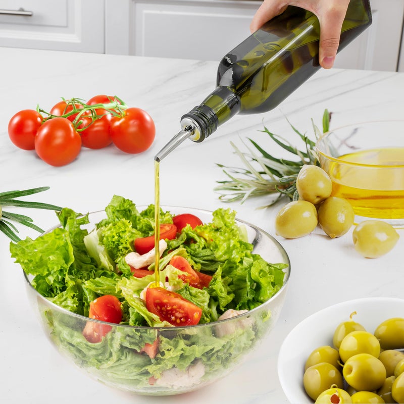 Zulay Kitchen 17oz Olive Oil Dispenser Bottle - Glass Oil Cruet with Spout  Funnel & Pourers  Easy-Pour Decanter for Kitchen Cooking and Serving (Green) - Image 4
